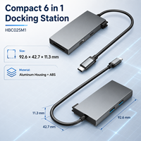 Station d'accueil USB-C 6-en-1 avec HDMI 4K+60Hz, PD 100W, 2x USB3.0 5Gbps, lecteur de cartes SD/TF 3.0, coque en aluminium