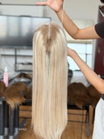 SHY Mini Hair Topper Wig Cheveux Humains Vierges Lace Front Nœuds Doux Direction Naturelle Commande en Gros