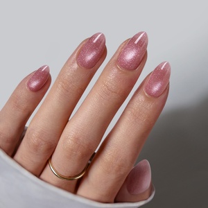 Uñas Postizas BTArtbox Color Rosa Ojo de Gato, Uñas Postizas de Gel Suave de Alta Calidad al por Mayor, Uñas Postizas Cortas en Forma de Almendra Hechas a Mano - Product Image 1
