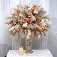 200cm 100cm Rose rose, fleurs de pampa marron, boule de fleurs artificielles en soie pour centre de table, décoration florale suspendue pour arche de mariage et toile de fond