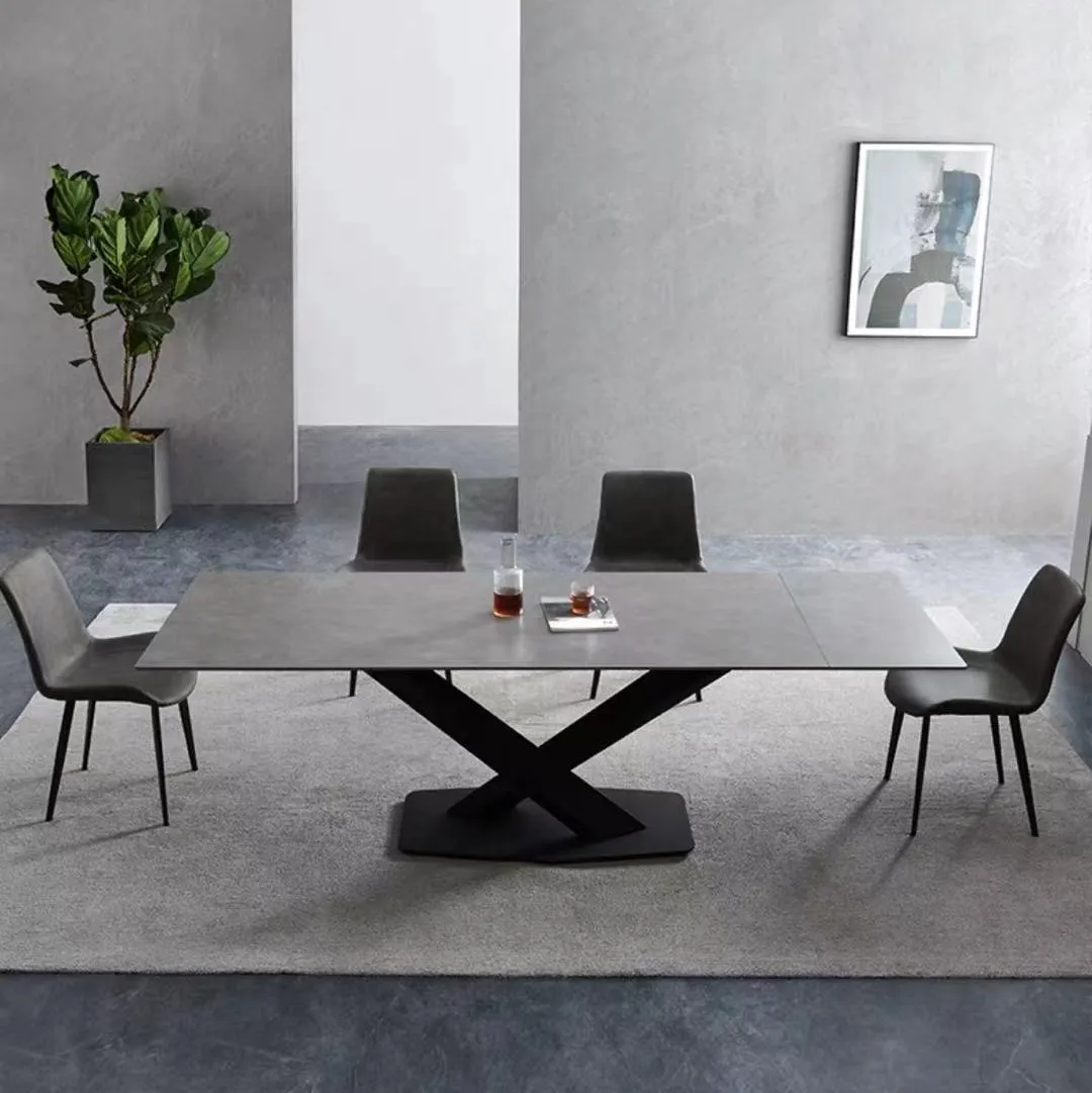 Table à manger en céramique avec pieds métalliques, meubles modernes et personnalisés, haute qualité