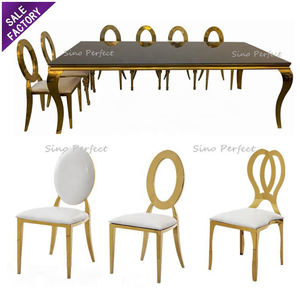 New Arrival <b>Outdoor</b> Decoration Furniture Stainless Steel White Gold Nordic Metal Banquet <b>Table</b> <b>Chairs</b> for Events - Product Image 1