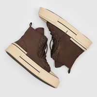 Baskets montantes tendance à plateforme, en daim convertible avec col rabattable, à porter de deux façons, style skate, semelle épaisse et superposée, streetwear
