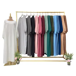 Wholesale Turkey Muslim Solid Color Dress Dubai Islamic Clothing Women Casual Abaya