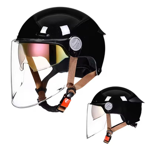 Casque de moto style ouvert 3/4 avec visière transparente, casque de protection unisexe pour adultes pour la conduite hors route et sur route - Product Image 4