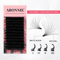 Abonnie - Extensiones de Pestañas Individuales al por Mayor de Marca Privada, Fácil de Aplicar, Extensiones de Pestañas de Cachemira, Color Negro Mate, Bandejas de Pestañas Veganas