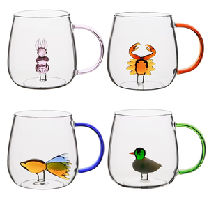 Mug créatif en <span class=keywords><strong>verre</strong></span> borosilicate soufflé à la main, coloré et personnalisé, en forme de canard 3D, 400 ml, sans BPA, réutilisable, alimentaire, pour la maison - Product Image 3