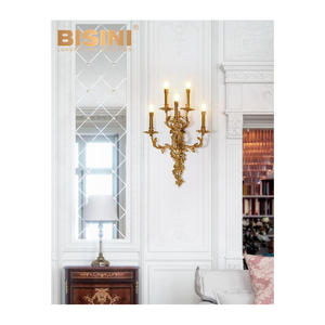 Lussuose italiane europee 5 <span class=keywords><strong>teste</strong></span> bronzo staffa <span class=keywords><strong>LED</strong></span> lampade da parete 2700K luce bianca morbida calda per interni Villa di fascia alta - Product Image 5