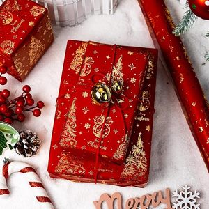 <b>Red</b> Style Elegant Christmas Tree With Gold Foil Design Winter Holiday Gift Kraft <b>Wrapping</b> <b>Paper</b> for Gift Packaging - Product Image 4