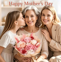 Bouquet de 4 roses éternelles roses avec vase et coffret cadeau |   Dure plus de 3 ans, facile d'entretien, cadeau d'anniversaire pour femme, maman, grand-mère, épouse