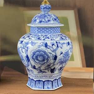 Đèn bàn gốm sứ kiểu Trung Hoa hiện đại, màu xanh trắng, đèn LED, chân E26, thiết kế đơn giản, linh hoạt, thích hợp cho bàn đầu giường, hành lang, phòng khách - Product Image 4