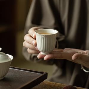 Ding Kiln White Lotus Petal Ceramic Master Cup Personal Tea Cup Kung Fu Tasting Cup Single Cup Dehua Porcelain - Product Image 1