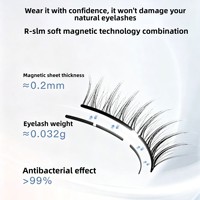 Faux cils magnétiques imperméables sans colle, plats, de remplacement, en cheveux synthétiques naturels, fabriqués à la machine, format voyage, vente en gros