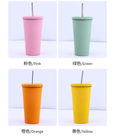 Vente en gros Tasse à café réutilisable en acier inoxydable à double paroi avec logo personnalisé avec couvercle et paille