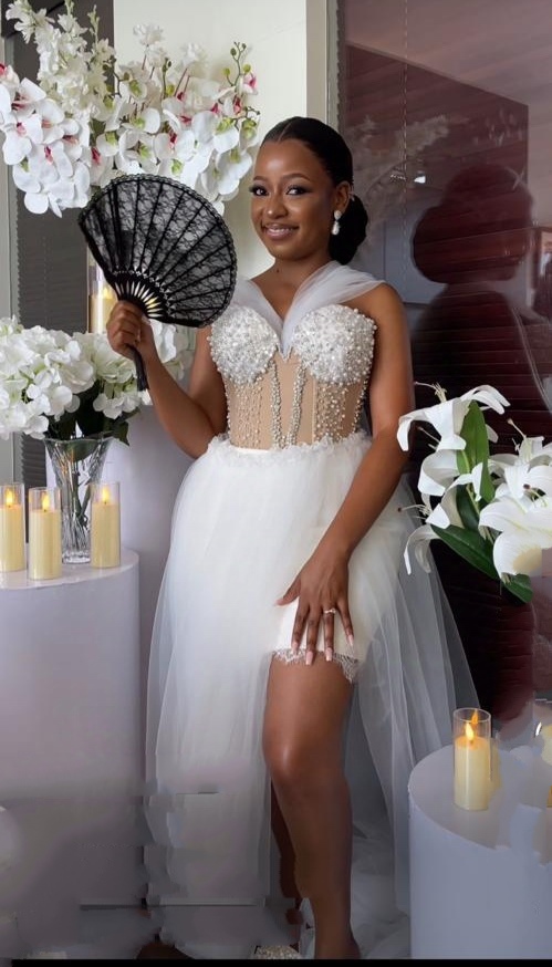 Wedding Pearls African Party Sleeping Bridal Shower Dresses