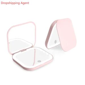 Dropshipping đại lý <span class=keywords><strong>2025</strong></span> xách tay nhỏ mini Vanity Bảng Gấp Đèn <span class=keywords><strong>LED</strong></span> cầm tay Túi trang điểm gương cho phụ nữ Quà Tặng - Product Image 1