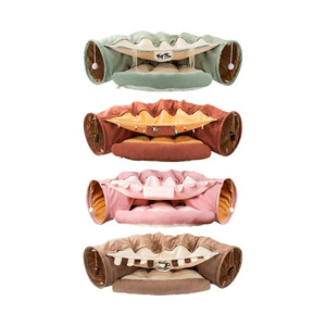 高品質カスタム猫犬ドリル穴トンネルおもちゃスクエア折りたたみ式猫ドーナツ遊びトンネルベルベットフランネルペットソリッドパターンOEM ODM - Product Image 3