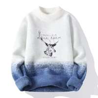 IMA343Winter Noël dégradé hommes col rond chaud décontracté tricoté jacquard vison laine pull pull sur mesure