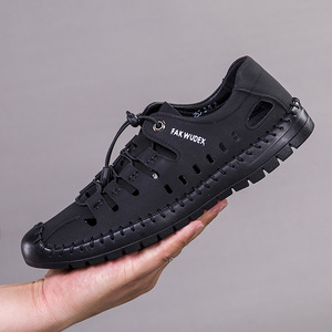 Sandales à plateforme pour hommes, respirantes, avec bande élastique croisée, chaussures en PU pour l'extérieur, décontractées, habillées, à semelle souple, antidérapantes, imperméables - Product Image 5