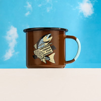 Vente en gros de tasses à café en émail de style américain avec logo personnalisé, design vintage, tasses en céramique lavables au lave-vaisselle pour le camping