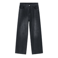 Jean en denim pour homme, taille mi-haute, coupe droite, respirant, écologique, uni, décontracté, style gothique, rivets sombres, vintage, streetwear