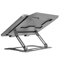 Support pour ordinateur portable NBJOHSON, pliable, réglable, en acier carbone, 260x225x40mm, multi-angles, blanc argenté