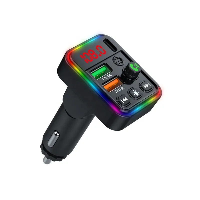 P19 FM verici araç adaptörü PD + çift USB hızlı şarj BT radyo alıcısı Hifi müzik çalar RGB arkadan aydınlatmalı eller serbest çağrı