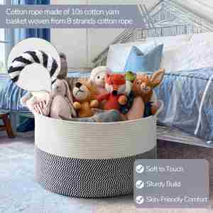 Decorative Woven Blanket Storage for Living Room Toy Storage <b>Box</b> Versatile Laundry Basket & Nursery <b>Hamper</b> for Blankets - Product Image 2