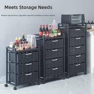 Armoire <span class=keywords><strong>de</strong></span> <span class=keywords><strong>rangement</strong></span> métallique à plusieurs niveaux avec tiroirs en maille pour l'organisation des aliments et des légumes dans la <span class=keywords><strong>cuisine</strong></span> - Product Image 3