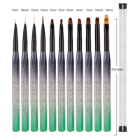 Brosse à ongles dégradée, Gel de manucure, revêtement, stylo de dessin, Nail Art, ensemble avec sac en PU, 11 pièces