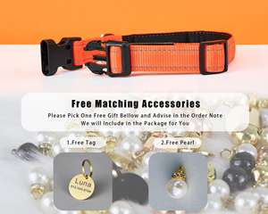 Ensemble de laisse réglable pour chien, collier silencieux personnalisé pour chat avec étiquette d'identification métallique gravée détachable en nylon réfléchissant sur mesure - Product Image 4