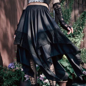 2025วินเทจโกธิคพังก์ฮอทตี้ลูกไม้ประกบผ้าเช็ดหน้ากระโปรงชายเสื้อลายดอกไม้ทรงดินสอภาพเงาเอวธรรมชาติฤดูร้อน - Product Image 1