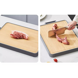 OEM hai mặt tre thớt thép không gỉ gỗ kháng khuẩn nấm mốc hình chữ nhật sinh thái cho nhà bếp để cắt - Product Image 4