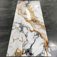 Plaque de marbre PVC brillant de qualité supérieure, épaisseur 2,5-3 mm, faible MOQ, motifs marbre européens, panneau mural pour la décoration de salle de bain