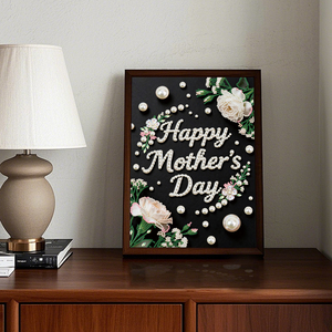 Kit de Peinture Diamant Floral Perle et Pois Joyeuse Fête des Mères <span class=keywords><strong>avec</strong></span> Texte de Vœux pour Décoration Murale DIY et Cadeau - Product Image 6