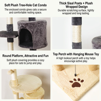 Arbre à chat premium à quatre niveaux en sisal, tour d'escalade, condo intérieur pour chats, griffoir pour chats
