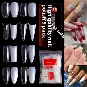 500 faux ongles français en ABS, couvrance totale, forme carrée ou amande 3D, sans plis, pour manucure DIY ou en salon - Product Image 1