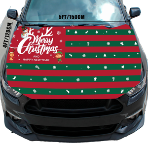 Vente en gros de drapeau de capot moteur de <span class=keywords><strong>voiture</strong></span> de Noël 120*150cm Décoration de <span class=keywords><strong>voiture</strong></span> de vacances résistante à l'usure et durable - Product Image 2