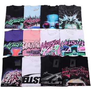 Ready Stock Luxury 100% Cotton Hell <strong>Shirt</strong> for Men High Version Designer <strong>Star</strong> Print Hip Hop Style Loose Fit 220g - Product Image 2