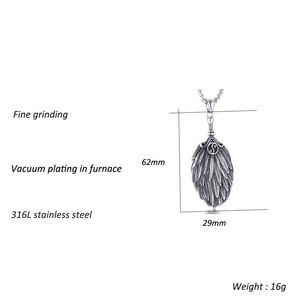 yunnique Feather Pendant Necklace Tibetan Silver Alloy Unisex Jewelry Gift Fashion Retro Style - Product Image 2