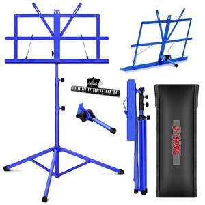 Soporte de Partituras DB Azul Metálico Ajustable y Plegable para Estuches de Instrumentos con Bolsa de Transporte - Product Image 1