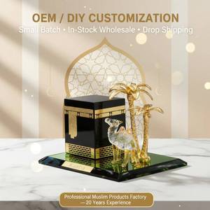 Modelo de cristal islámico duradero de la Kaaba con camello y palmera como recuerdo de peregrinación, al por mayor a precio de fábrica - Product Image 1