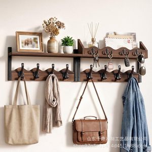 Wooden Coat Rack Wall Mounted 4 In 1 Multifunction Entryway Organizer With <b>Shelf</b> <b>Hooks</b> For Clothes Keys Bags And Mail - Product Image 3