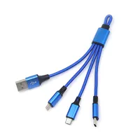 מתנה לשתף פעולה מיני קצר עמיד אוניברסלי רב USB טקסטיל Kable 3 ב 1 USB טעינת כבל