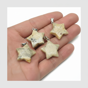 Colgante de estrella de ágata de encaje loco, colgante de cristal, collares naturales, piedras preciosas curativas, suministros para hacer joyas, Plata de Ley 925 - Product Image 1