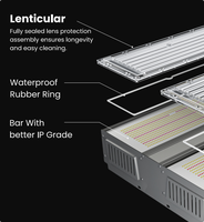 Solution LED pour serre commerciale 800W/1000W, spectre complet R5/R7, lumière de croissance IP65, canal unique
