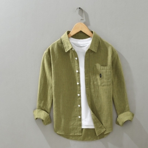 เสื้อเชิ้ตคอปกผ้ารามี ไซส์ <span class=keywords><strong>M</strong></span>-3XL สำหรับผู้ชาย สไตล์ลำลอง ระบายอากาศได้ดี แฟชั่นทันสมัย ผ้าฝ้ายและผ้าลินิน สีพื้น ทรงหลวม - Product Image 1