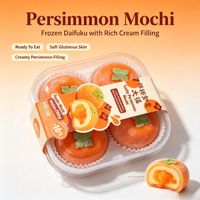 Daifuku Mochi au kaki surgelé prêt à consommer avec garniture confiture de kaki, pâtisserie dessert surgelée moelleuse et fondante