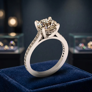 El Centro de Atención Eterno: Anillo de Diamantes Blancos de Corte Redondo en Joyería Fina de Diseñador de Lujo, el Regalo Perfecto para Compromiso y Boda - Product Image 2