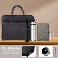 Ensemble cadeau d'affaires haut de gamme pour homme : mallette promotionnelle + parapluie + gourde isotherme + carnet + stylo + clé USB